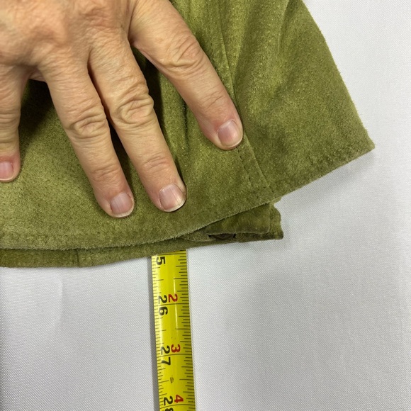 Metrostyle Womens Leather Jacket Size 12 Olive Green Denim Accent Zip Western - Picture 11 of 11